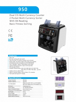 Mix Currency Counter Machine USD EUR GBP RUB THB TFT Display Currency Counter 950