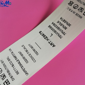 Garment Tag Custom Printed Instruction Polyester Satin Ribbon Tape Wash Care Label
