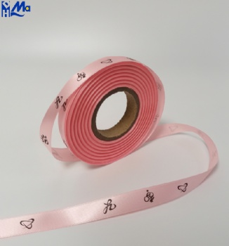 Pink Color Printed Satin Ribbon