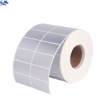 Custom size self adhesive matte silver PET label stickers with printed serial numbers on rolls