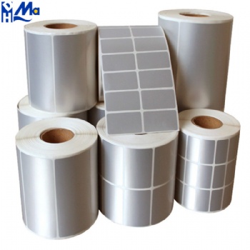 Factory Supply Matt Silver PET Label Printing Aluminium Foil Sticker Print Adhesive roll matte silver polyester thermal transfer PET label