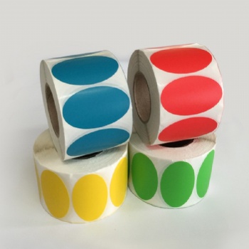Self adhesive waterproof 2 inches colored circular thermal label roll customized 1 inch colored round thermal label sticker