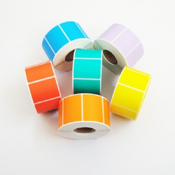 Self adhesive waterproof 2 inches colored circular thermal label roll customized 1 inch colored round thermal label sticker