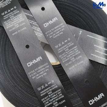 Black Satin Polyester Care label Roll