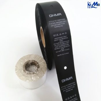 Black Satin Polyester Care label Roll
