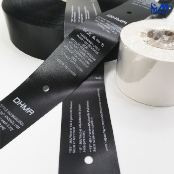 Printed Sticker Fabric Clothing Garment  Black Satin Label Sticker Ribbon